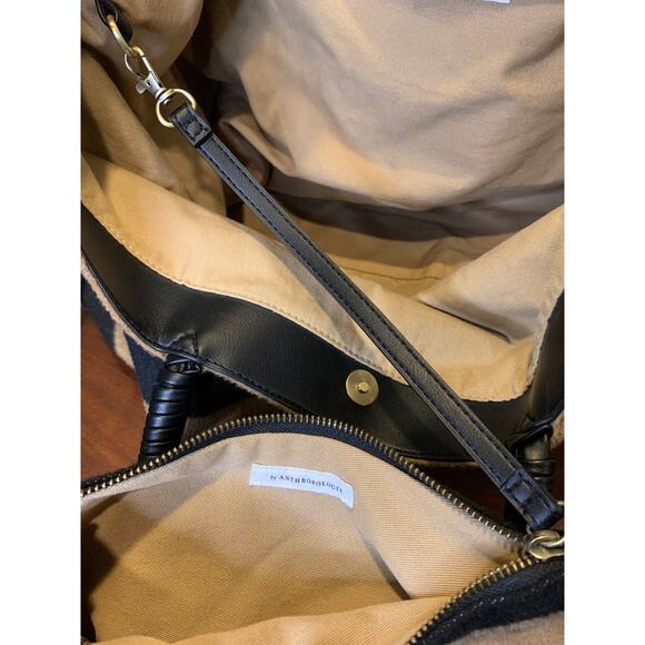 Anthropologie Striped Fuzzy Tote Bag  pouch included - Picture 3 of 13